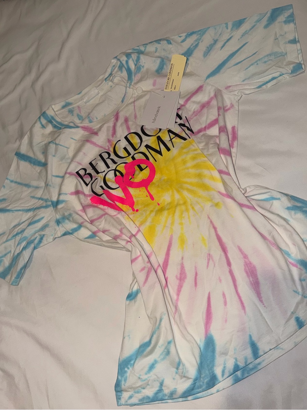 Tie-Dye Logo Short Sleeve Tee - White with Yellow, Pink & Blue